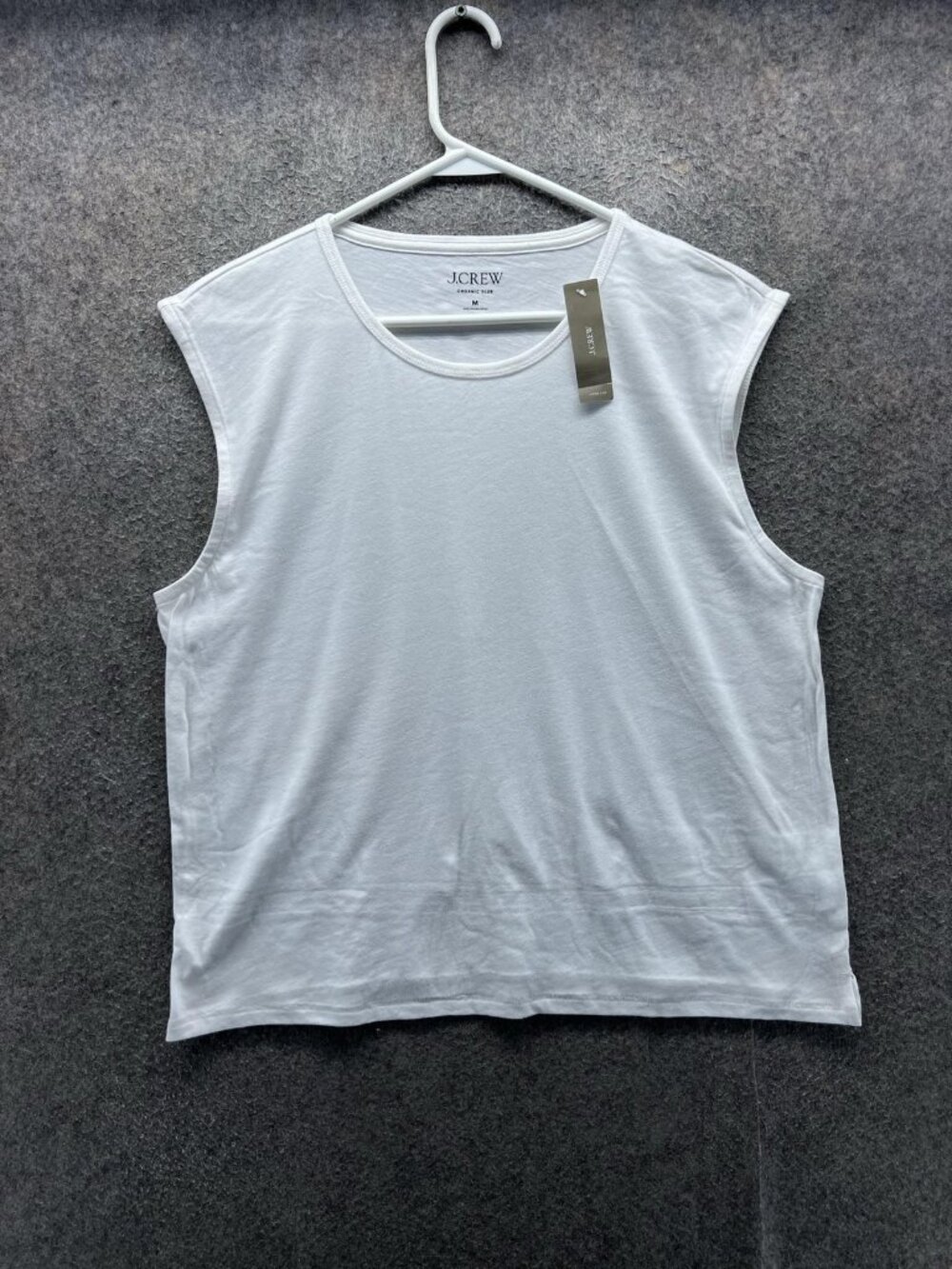 J.Crew Tank Top Women Medium White Organic Slub Cotton Sleeveless Crewneck NEW